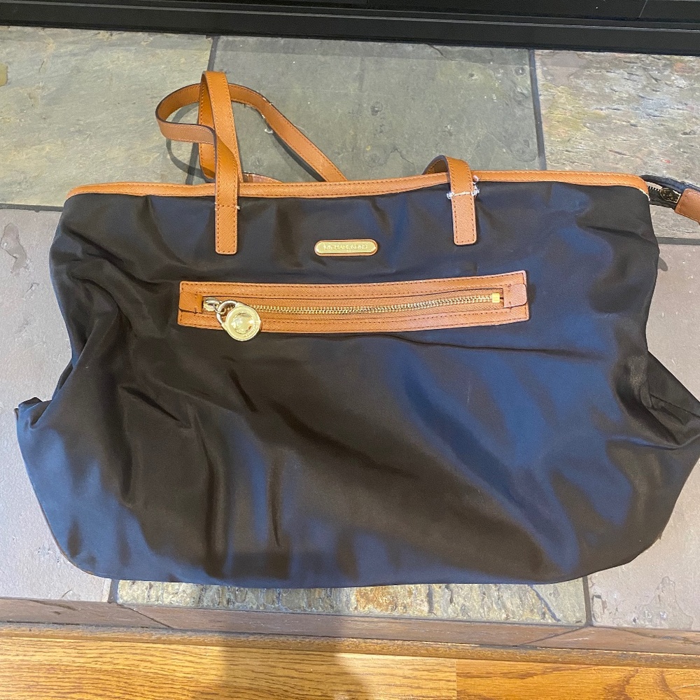 Michael Kors Kempton Nylon Tote Black Brown